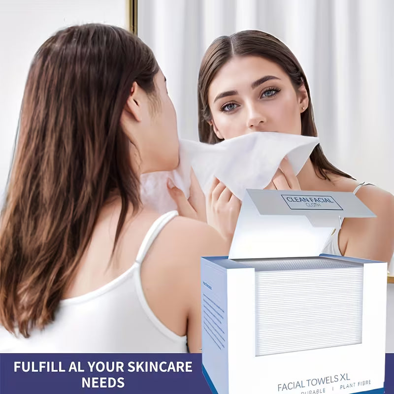Extra Large Facial Towels for Daily Cleansing, Thick Disposable Wet and Dry Wipes, 40 Count per Box, 10.24 × 11.81 Inches, 1-Box, 3-Box